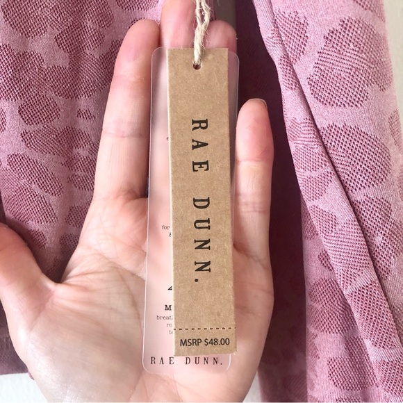 NWT Rae Dunn Pink Leopard Cropped Athletic Long Sleeved Top Size S - Picture 5 of 10